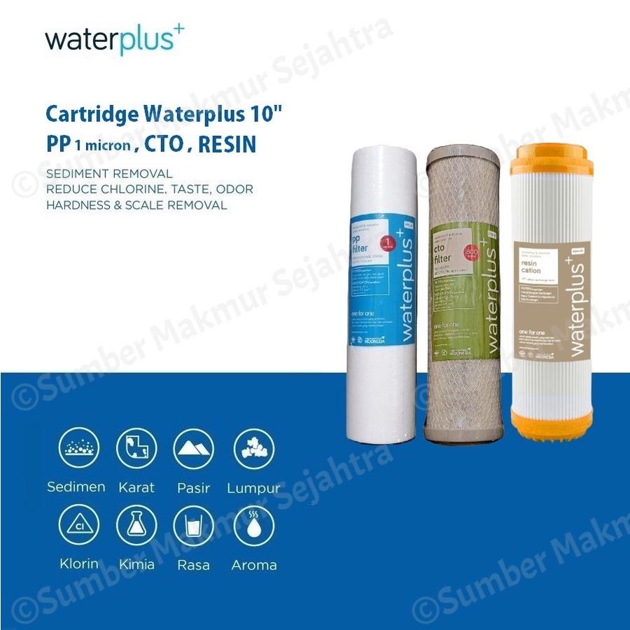Jual Paket Cartridge Filter Air Waterplus 10" PP CTO Resin Shopee