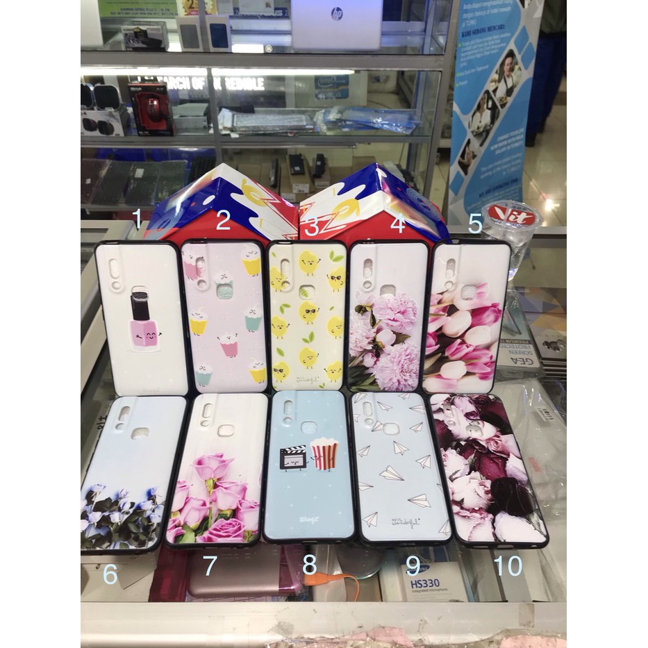 Softcase acrylic motif flower flamingo kawai case for vivo v15