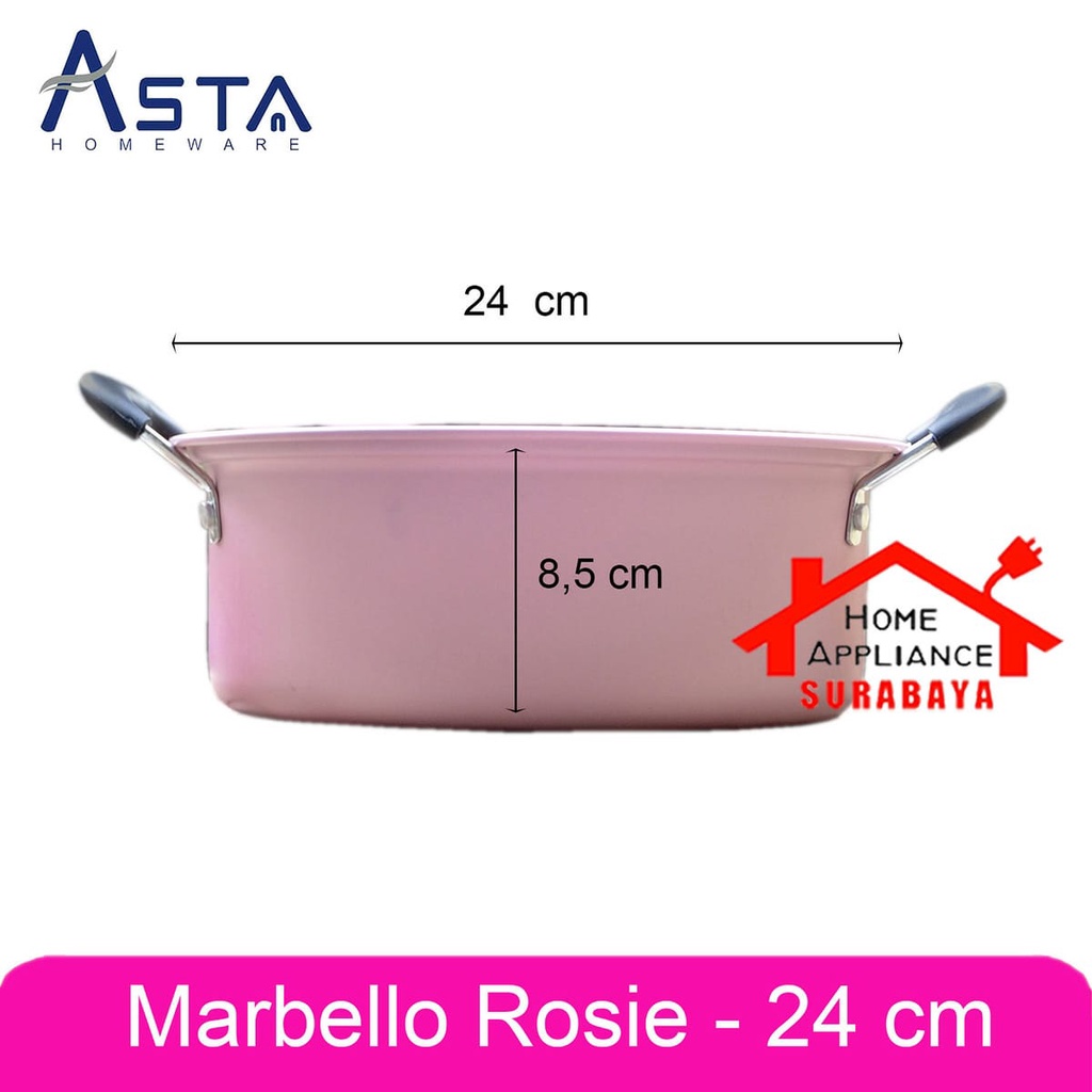 Panci Wajan Frypan Set + Tutup Kaca Anti Lengket Isi 4 PCS Cookware Set Asta Marbello Rosie
