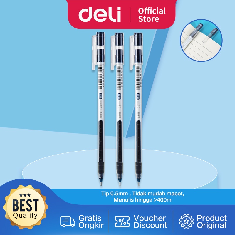 Deli Gel Pen Pulpen Gel Warna Hitam 0.5mm A426