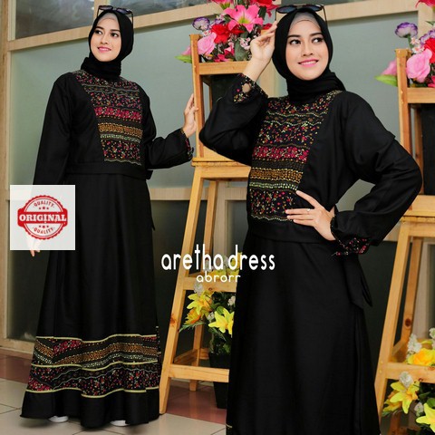 Maxi Dress Muslimah Etnik Kombinasi Cantik Aretha Dress by Abrorr