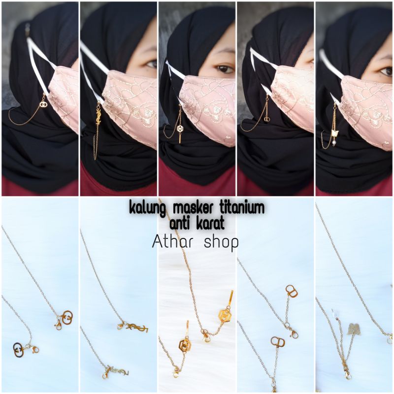 kalung masker titanium anti karat tali rantai strap mask konektor