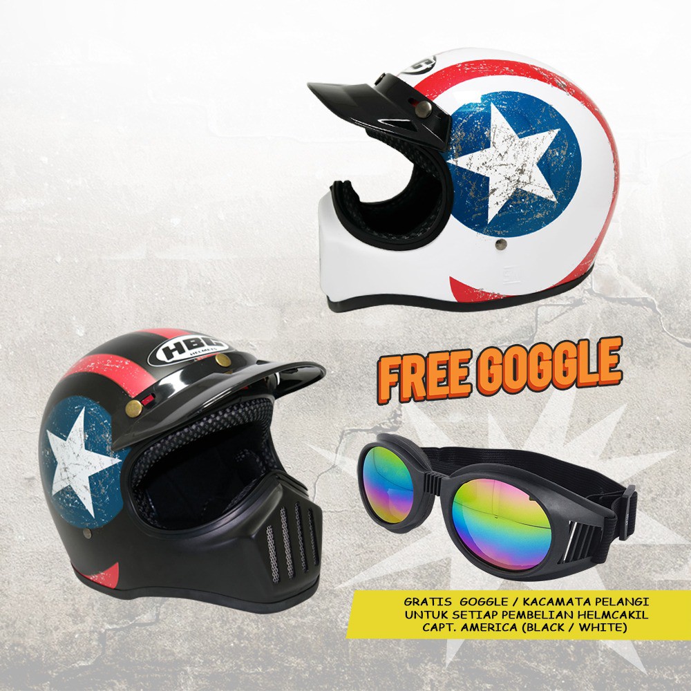 Helm Cakil HBC Captain America + Free Kacamata
