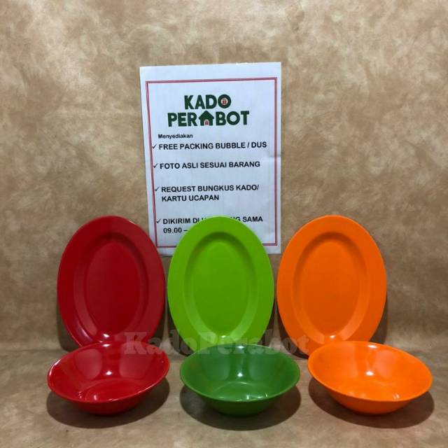 Piring oval set melamine + mangkok - piring sayur - piring restoran keluarga A5