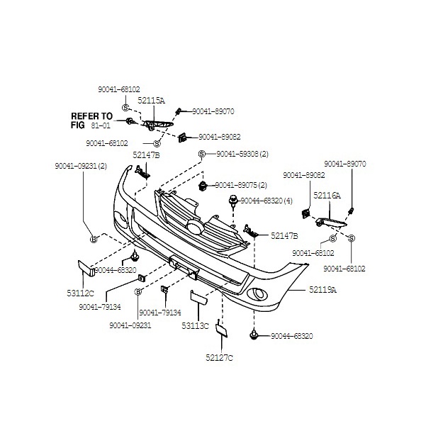 Support Bracket Bumper Depan Avanza/Xenia tahun 2004-2006 52116-bz010 / 52115-bz010