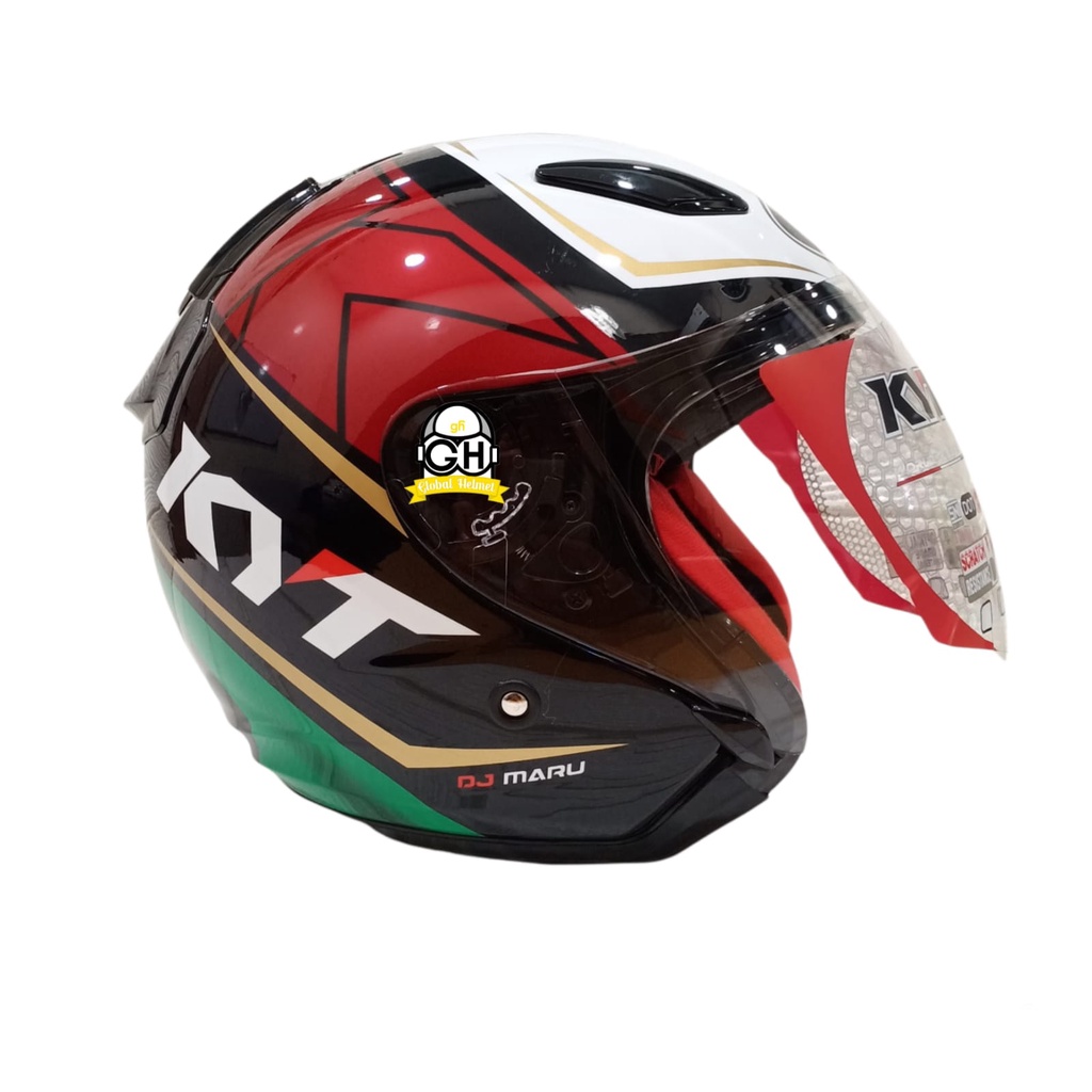 HELM HALF FACE KYT DJ MARU KYT DJMARU MOTIF #17 BLACK GREEN RED MAROON