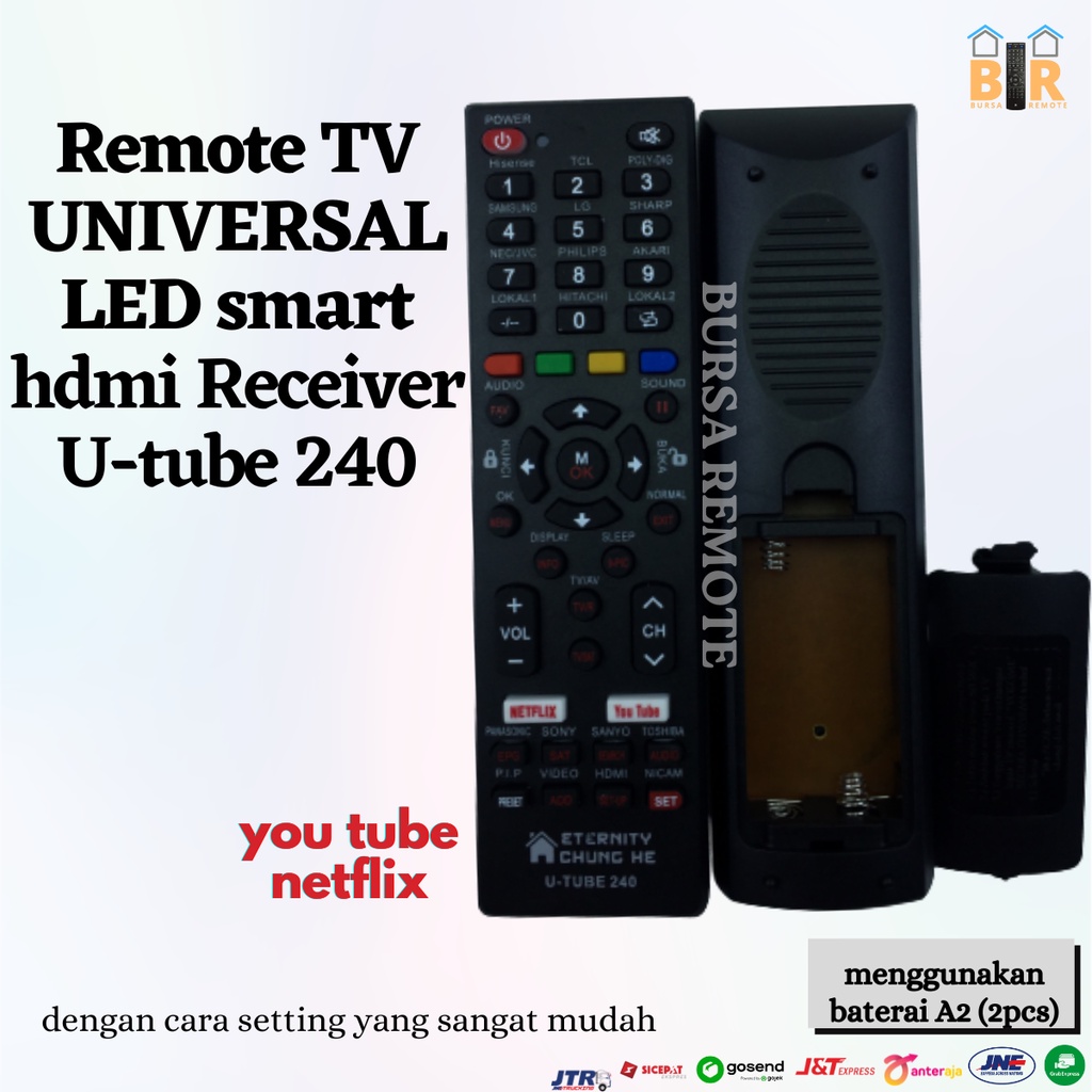 Remote TV Universal LCD LED SMART Android youtube netflix Receiver U-TUBE 240 (polyvision philips advance bazooke dll)