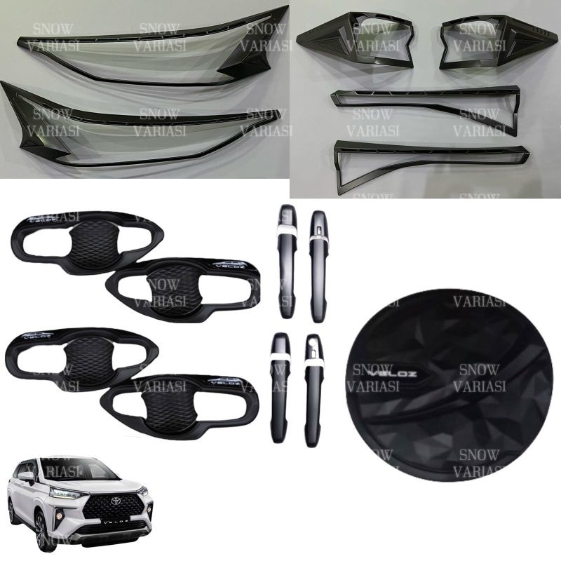 Paket Garnish Depan Belakang Outer Handle Tank Cover Avanza Veloz Xenia 2022 2023 2024 2025  Hitam