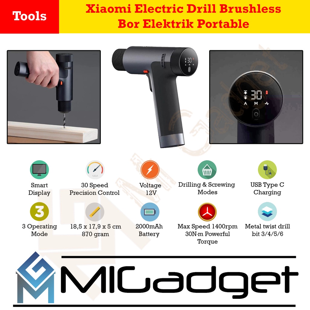 Mi Electric Drill Brushless with Display - Bor Elektrik Portable