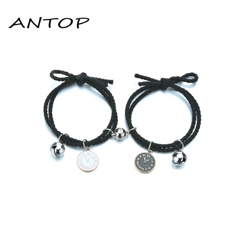 2Pcs Gelang Couple Magnet Gelang Kapel Elastis Pasangan Pria Dan Wanita Kartun Dikepang Tali Tangan Rambut ANTOP