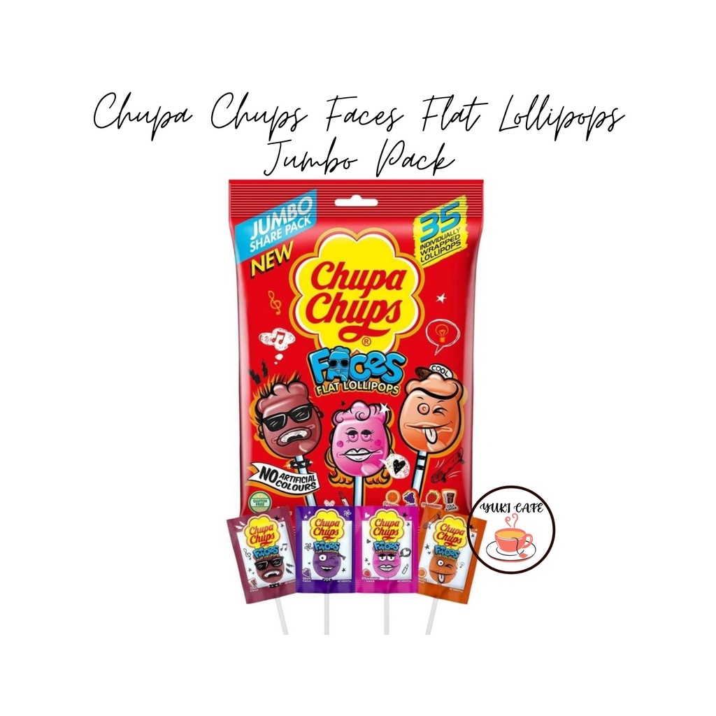 

PERMEN - CHUPA CHUPS FACES FLAT LOLLIPOPS JUMBO PACK