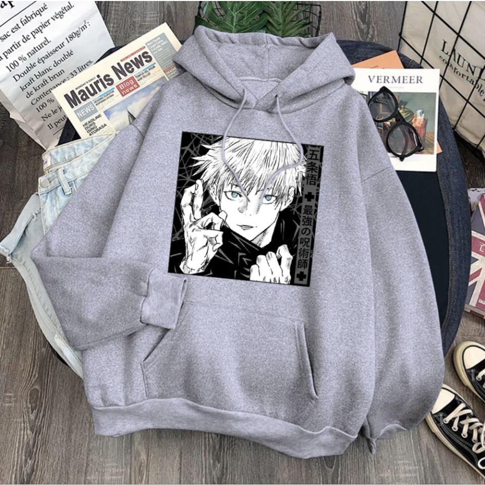 SATORU GOJO ILUTION ANIME Jumper Hoodie II Sweater Hoodie Anime II Sweter Oblong Topi Sz M - XL ( Pria &amp; Wanita / Anak &amp; Dewasa )