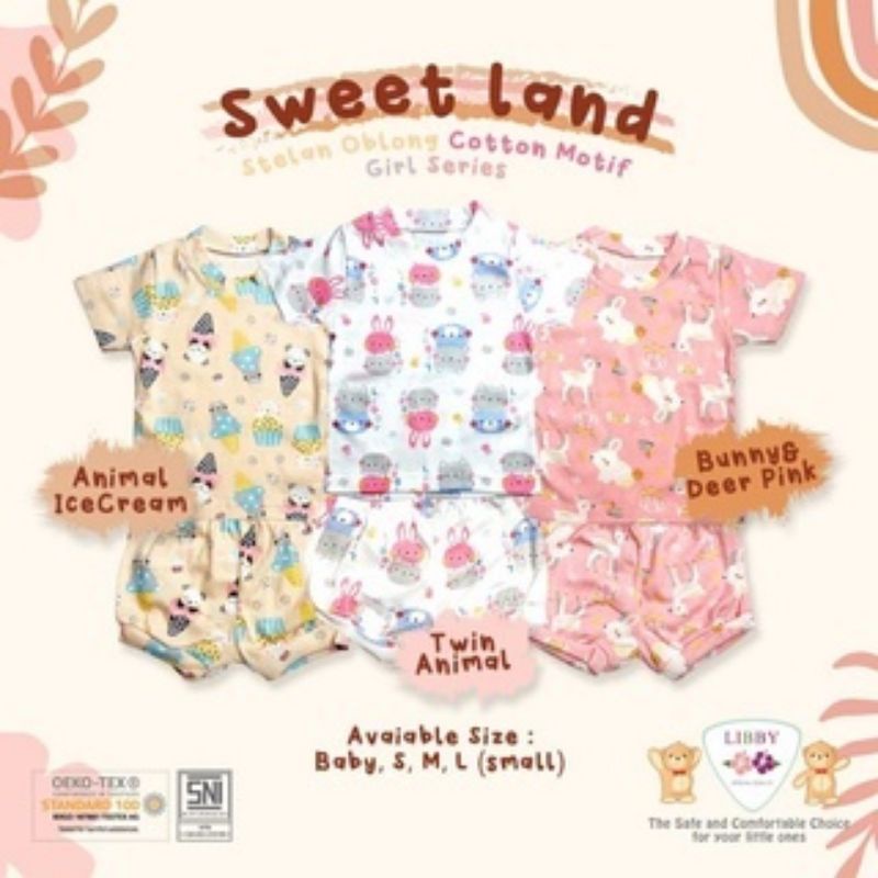 Stelan Oblong Libby Bayi Motif Sweet Land Girl SML