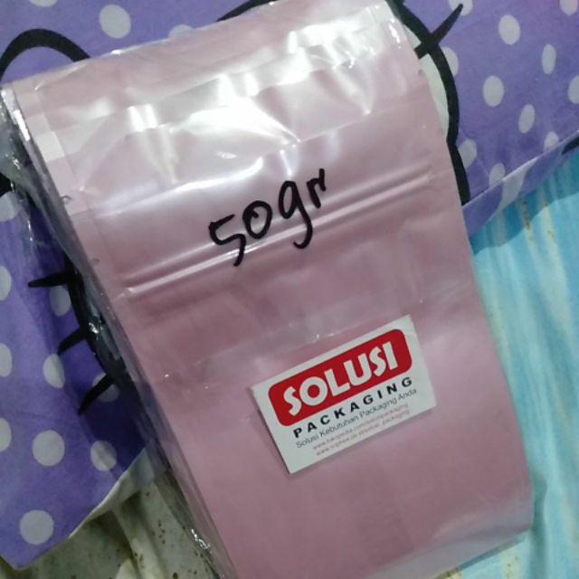 Kantong Masker Pink 50gr/sachet Pink/kemasan Plastik Klip Plastik Aksesoris Coffee Bag