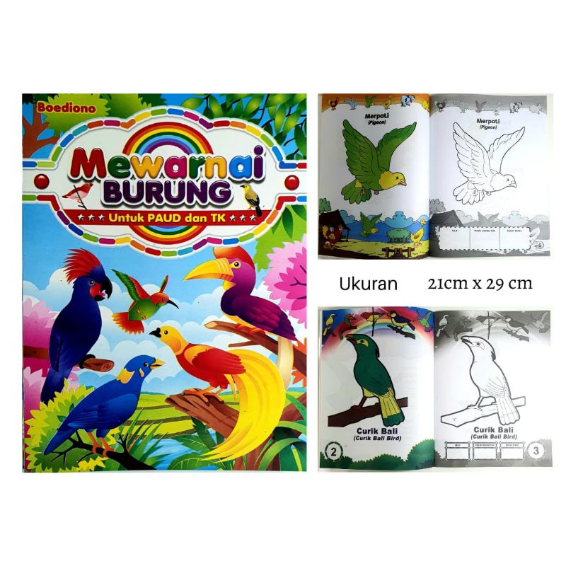 BOEDIONO - Buku Mewarnai Burung Untuk Paud & Tk (ukuran 21x29)