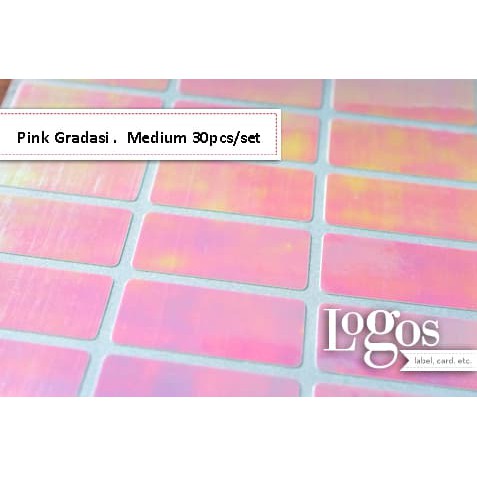 

TERLARIS!! Pink Gradasi MEDIUM Label nama waterproof Sticker polos glossy online UNIK