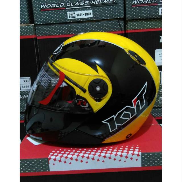 HELM KYT X ROCKET RETRO CRYMSON YELLOW BLACK HELM KYT XROCKET RETRO KYT XROKET KYT X ROKET ORI MURAH