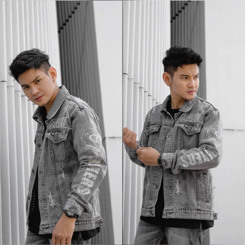 JAKET DENIM PRIA - JAKET JEANS SANWASH - JAKET JEANS BORDIR - JACKET DENIM SANWASH SALVIOHEXIA