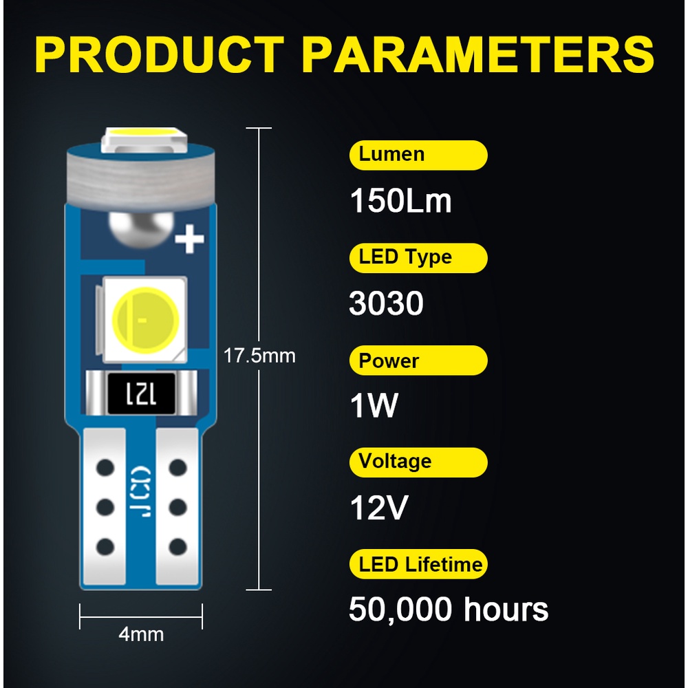 5Piece Lampu LED T5 Spedometer Lampu Speedometer LED Super Bright Untuk Interior Dashboard Mobil Motor