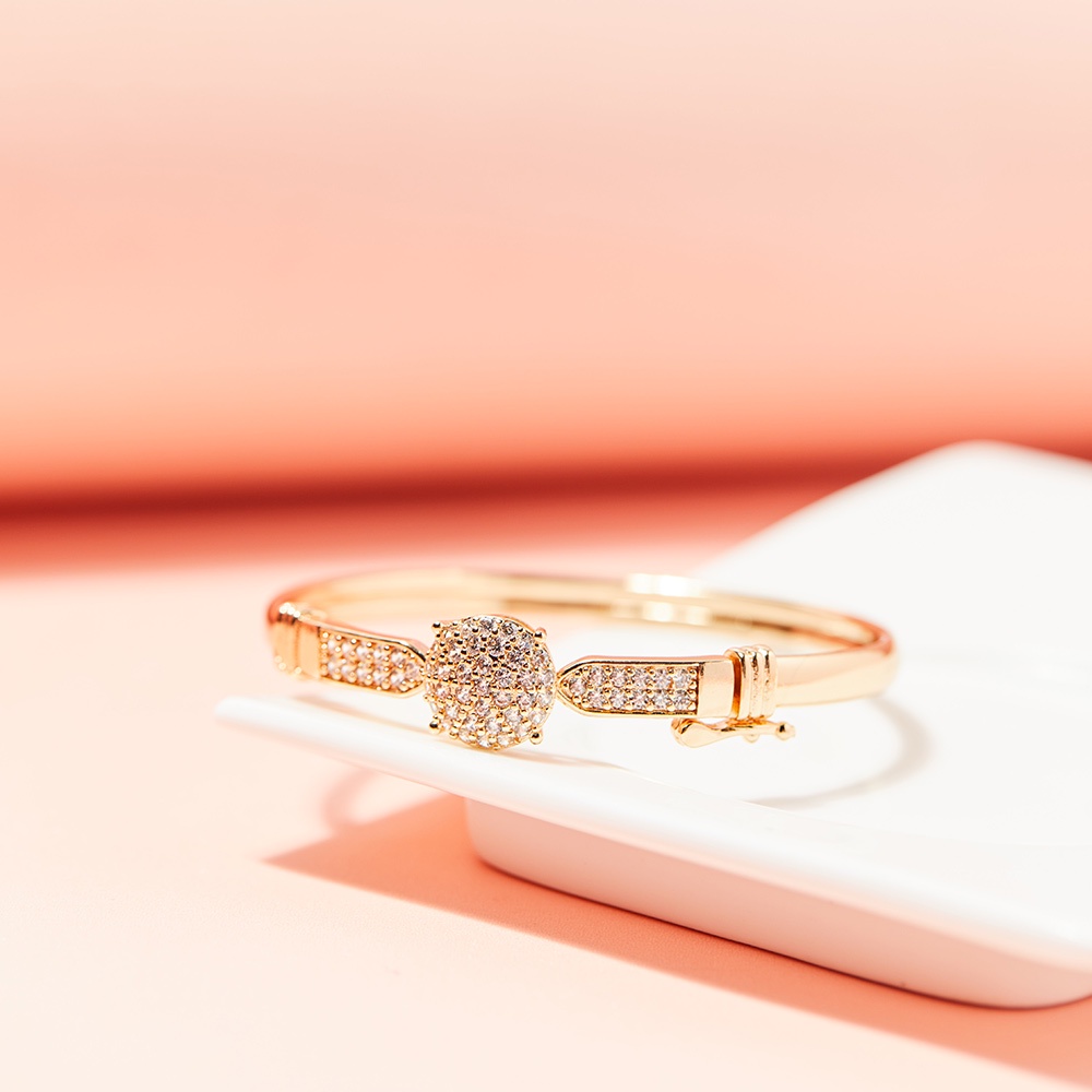 Y071 Gelang Wanita Model Baru Emas/Titanium/Anti Luntur Gelang Dewasa Murah Mata Zirkon Gelang Lapis Emas Imitasi-7