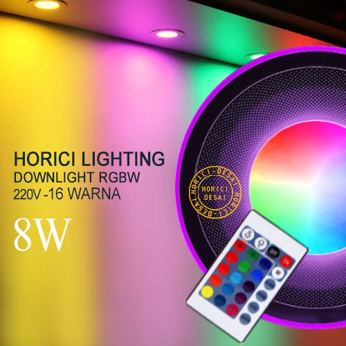 MEREK HORICI ASLI 8W LAMPU DOWNLIGHT, LAMPU KENDALI JARAK JAUH RGB, RGBW  RGB WARNA WARNI