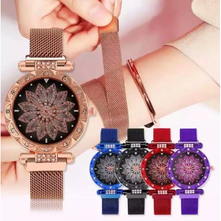 Jam Rantai Magnet Premium Putar Puter 360Derajat QUARTZ Fashion Pencinta Korea Mode Tinggi Minimalis