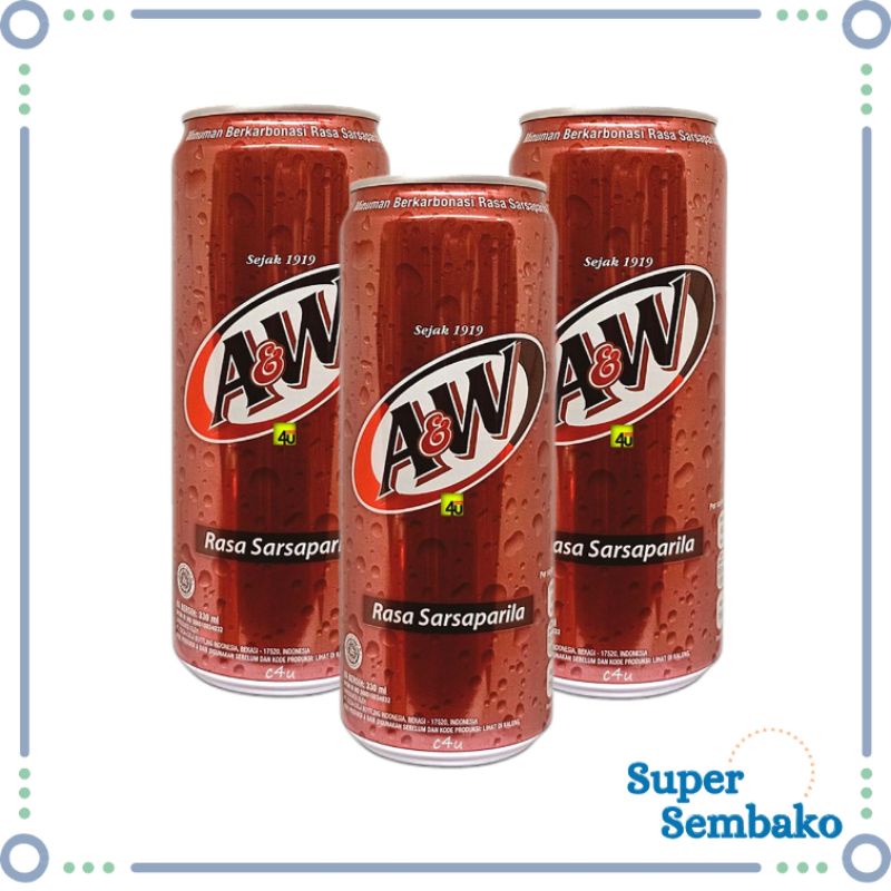 

MINUMAN SODA SEGAR AW A&W ROOT BEER / ROOTBEER RASA SARSAPILA KALENG 330ml