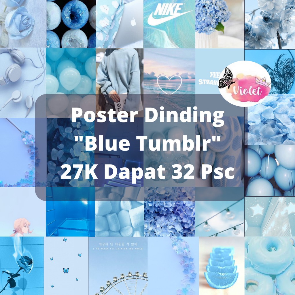 36 Psc Poster Dinding Wallpaper Aesthetic Blue Shopee Indonesia