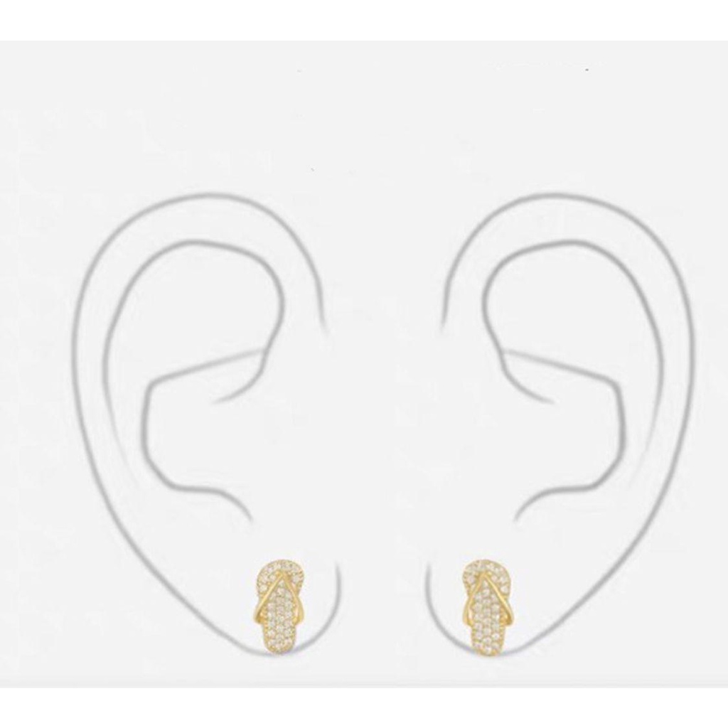 R-flower 1pasang Sepatu Gold Stud Earrings Alloy Hadiah Pesta Fashion Perhiasan Mini