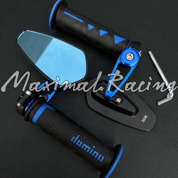 Paket Spion Jalu Oval Plus Handgrip SHARK Domino Universal Cocok Semua Jenis Motor