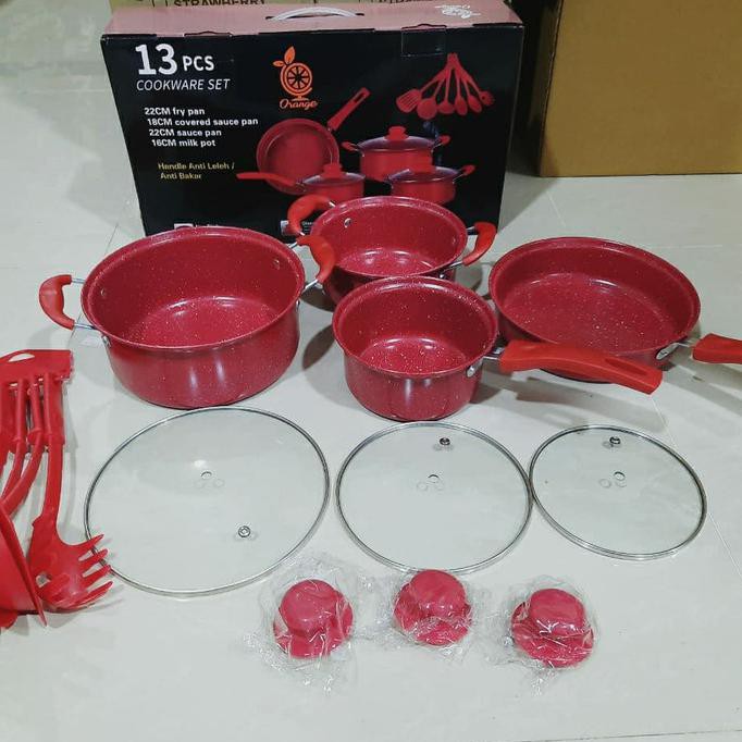 Panci 13 Pieces Cookware Set / Warna Merah Clarke.Quay