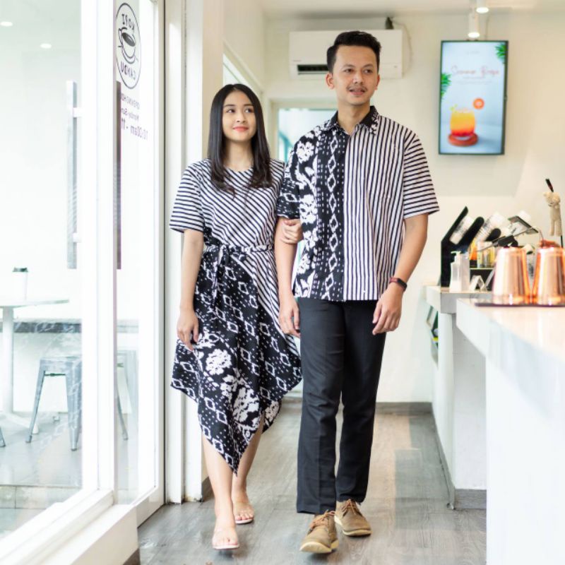 COUPLE DRESS LANCIP MODERN BATIK KANTOR BATIK KONDANGAN QUEENBUTIK