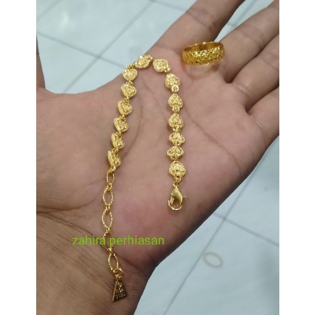 COD gelang tangan wanita motif love Free cincin polos motif