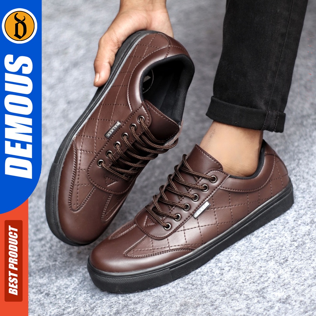 Sepatu Sneakers Pria Sepatu Casual Pria Kulit Pu Kerja Sepatu Hitam Pria DEMOUS PEDRO