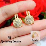 Anting dewasa full kristal permata titanium anti karat lapis emas 24.k