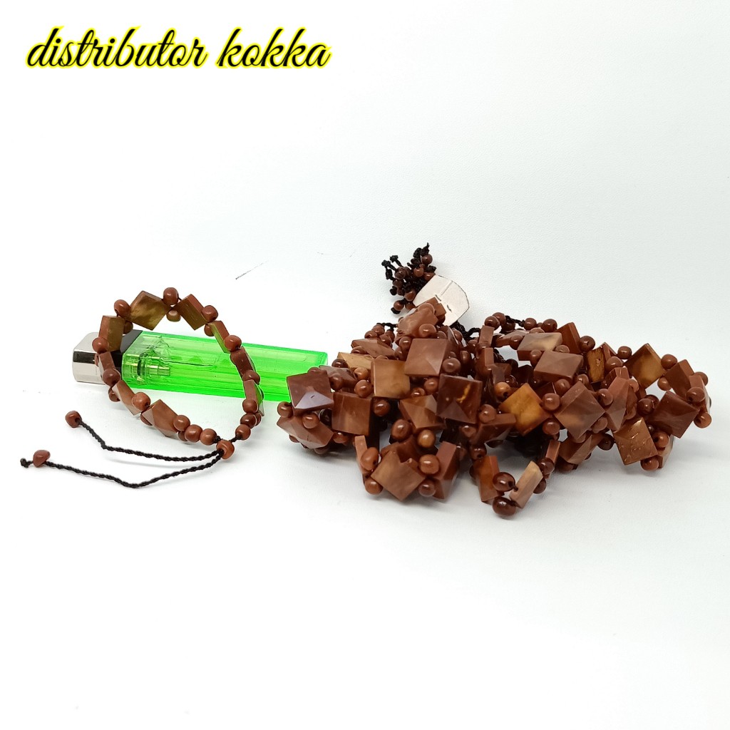 ( super murah ) Paket harga 10 pcs gelang Kokka kaukah piramid hereng coklat