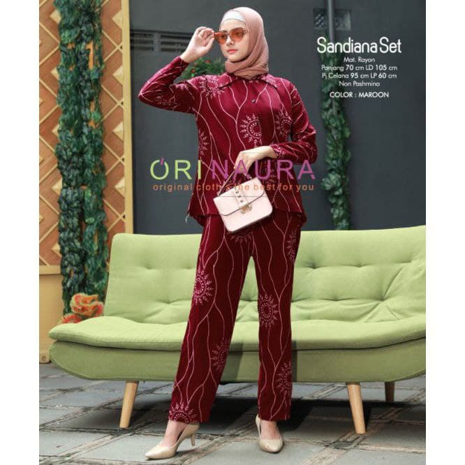 ONE SET 2in1 SANDIANA (ATASAN  + CELANA ) / PIYAMA RAYON / PJAMAS TIE DYE / SETELAN WANITA KEKINIAN