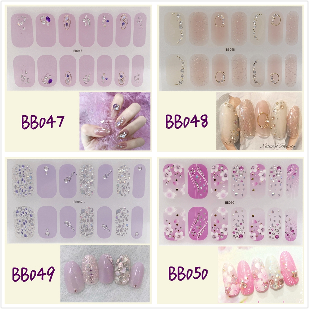 Stiker Kuku 3d Desain Berlian Mutiara Permata Warna-Warni Untuk Manicure Bb036-053