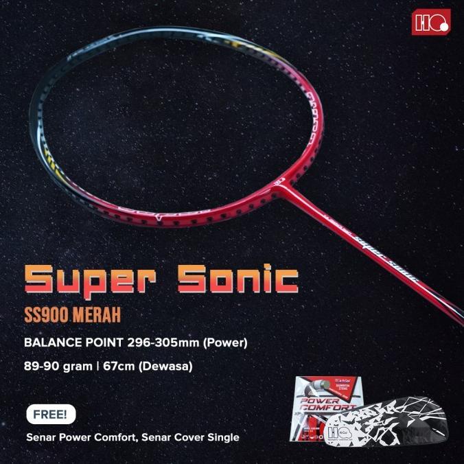 HI-QUA RAKET BADMINTON SUPER SONIC FULL CARBON FREE TAS DAN SENAR ORI DDSD5465