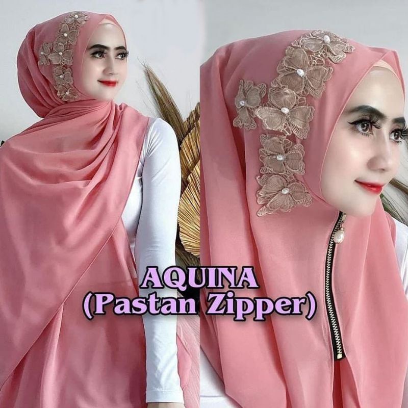 HIJAB PASTAN AQUINA ZIPPER BUNGA COCOK UNTUK PESTA-2