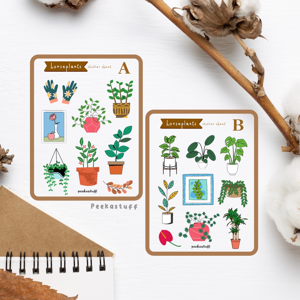 

[Peekastuff] 1 LEMBAR - HOUSE PLANTS STICKER SHEET DECO JURNAL SCRAPBOOK