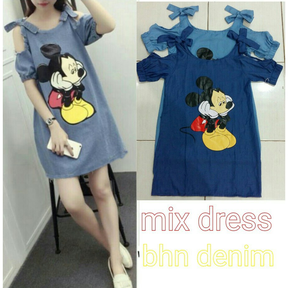 [Mix dress RO] Dress Wanita Denim Biru/Biru tua