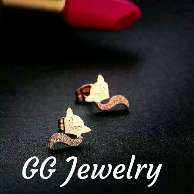 GG Anting Tusuk Aksen Rubah Titanium Rose Gold#AT-107