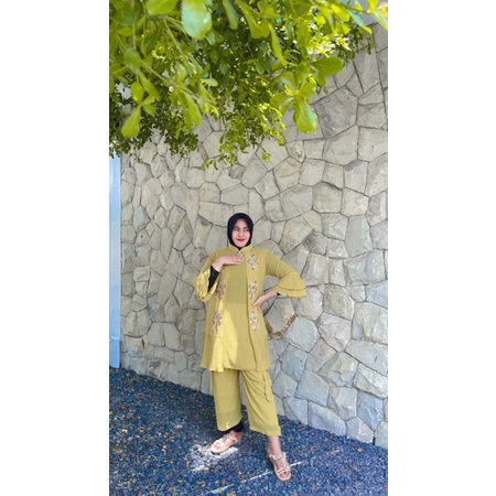 kaftan set celana plisket