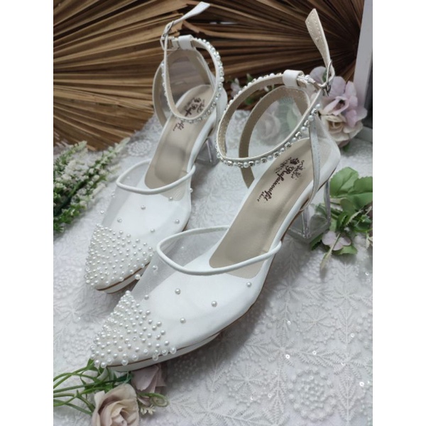 sepatu rafaizoutfit aqiya putih tinggi 7cm kaca