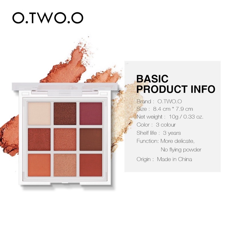 O.TWO.O Eyeshadow Palette 9 Colors Matte &amp; Shimmer Long Lasting Eye Makeup