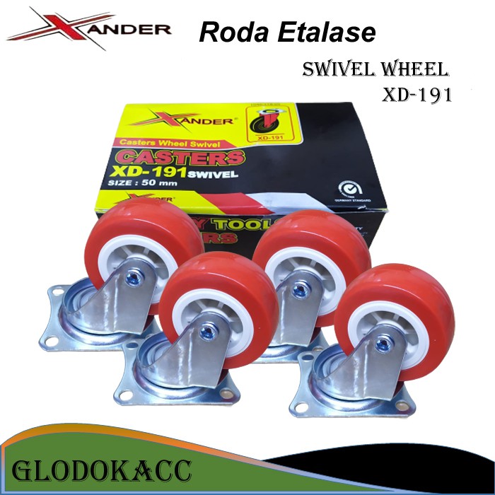 Roda 2 inch 4pcs / Xander Roda Etalase Troli Gerobak 50mm (Hidup)