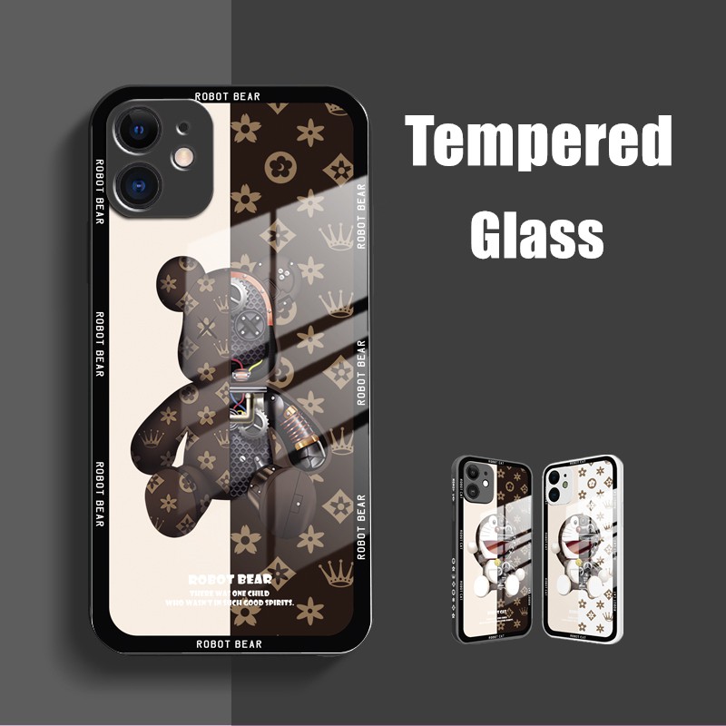 Glass shell violent bear casing iPhone 12 pro max 12 mini 11 pro max X/Xs max 7/8/SE2020 7plus/8plus all-inclusive anti-drop case iPhone