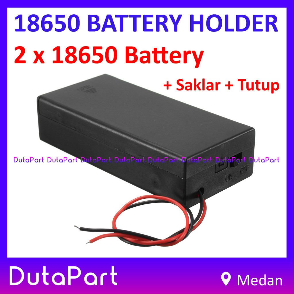 Battery Holder 2 x 18650 Kotak Case Box Baterai Batere + Saklar + Tutup