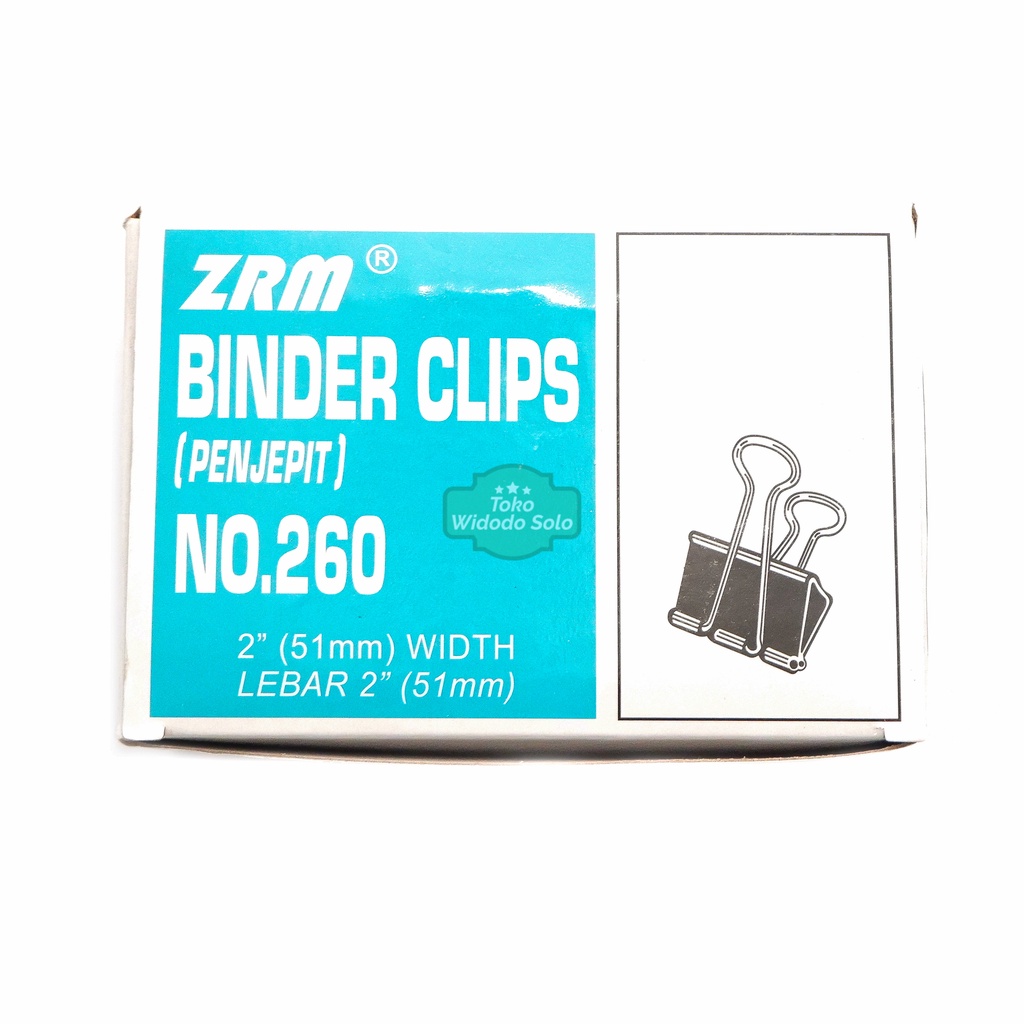 

Binder Clip ZRM / Kenko No 260 2inch (Metal Klip Penjepit Kertas) - 1 Pack Isi 12 Buah